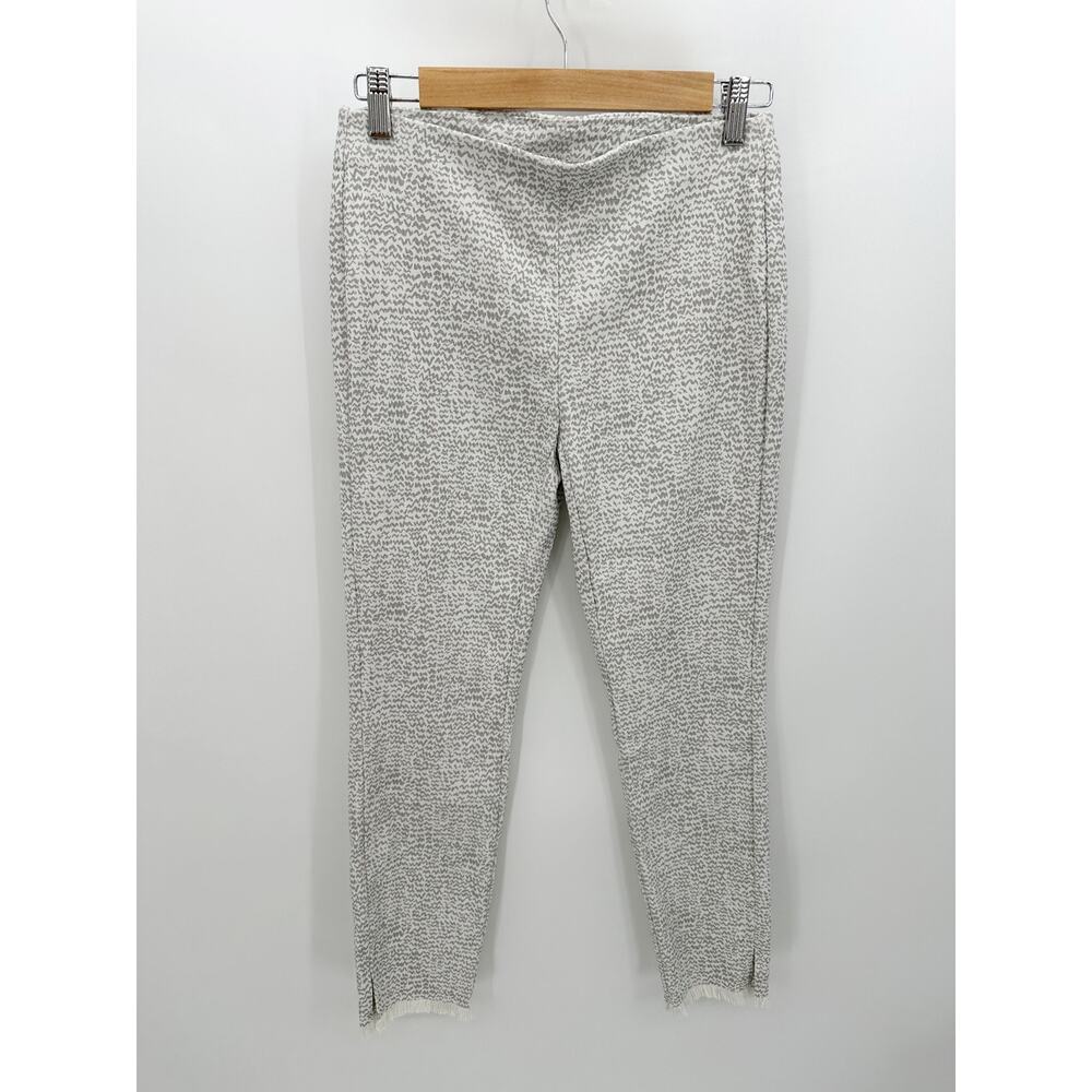 Alfaniβ Womenβs Pull-On Pants Size 4 Gray White Print Stretch Raw Hem Minimalist
